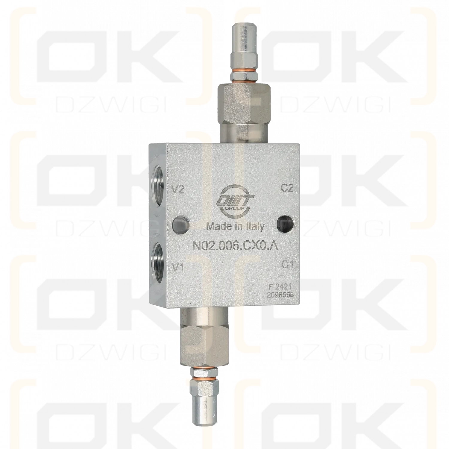 Válvula lineal, paso transversal G1/2"BSP 10-180 bar; rosca: V1, V2, C1, C2: lateral