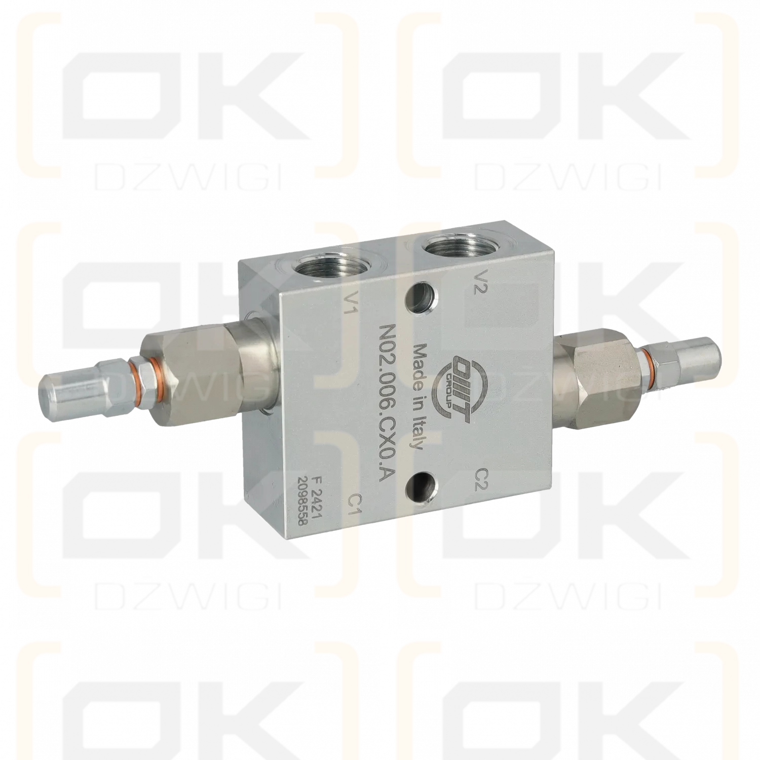 Válvula lineal, paso transversal G1/2"BSP 10-180 bar; rosca: V1, V2, C1, C2: lateral