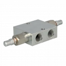 Válvula lineal, paso transversal G1/2"BSP 10-180 bar; rosca: V1, V2, C1, C2: lateral