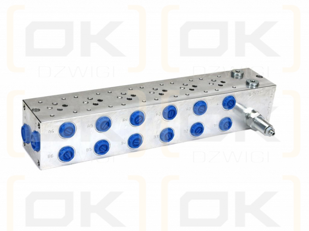 Płyta NG6 cetop3 6-sekcyjna (z zaworem przelewowym 50-380 bar) do elektrozaworów DL3 i DS3