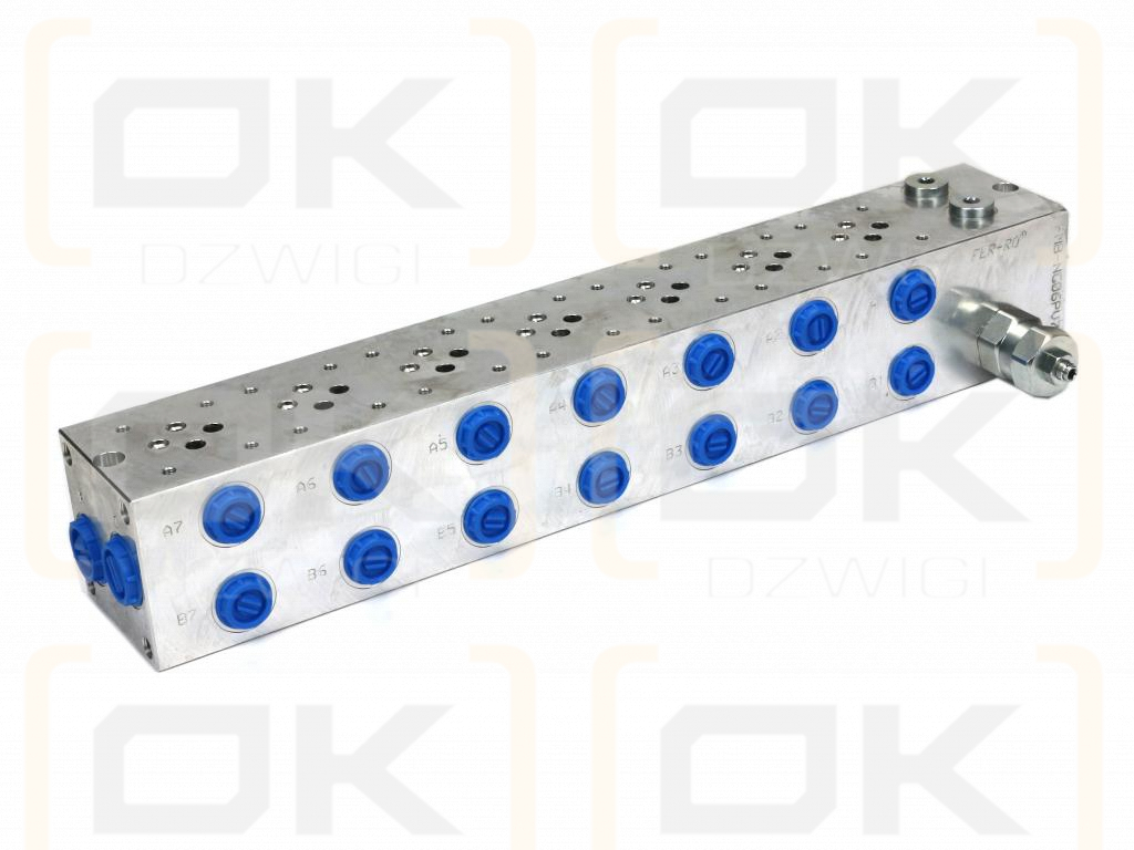 Płyta NG6 cetop3 7-sekcyjna (z zaworem przelewowym 50-380 bar) do elektrozaworów DL3 i DS3