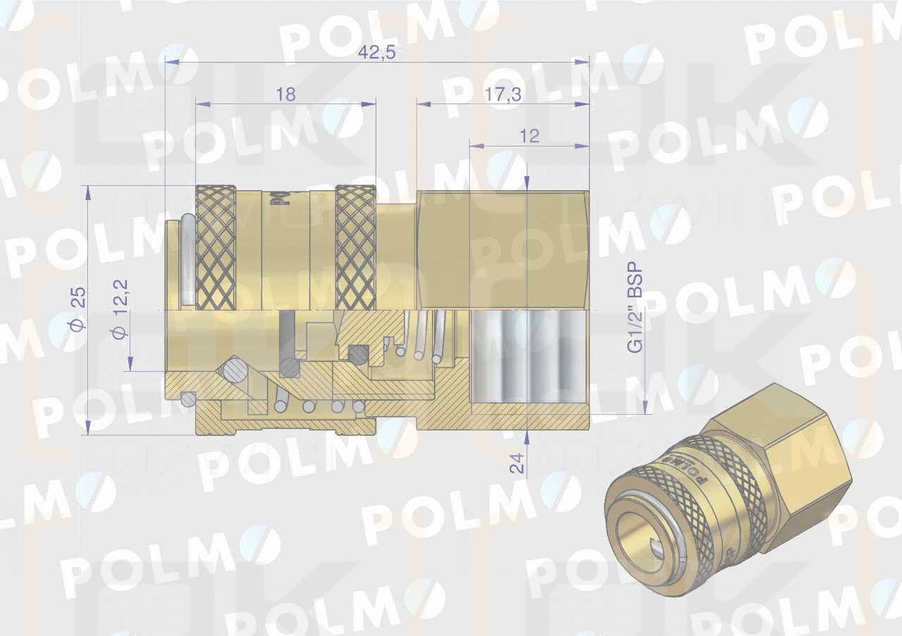 Szybkozłącze pneumatyczne P26 NW7.2 gniazdo 1/2