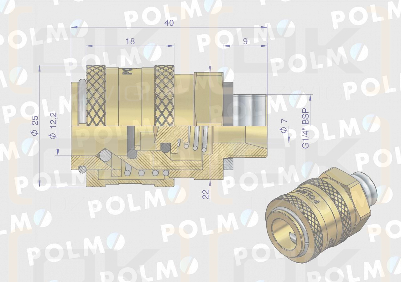 Szybkozłącze pneumatyczne P26 NW7.2 gniazdo 1/4