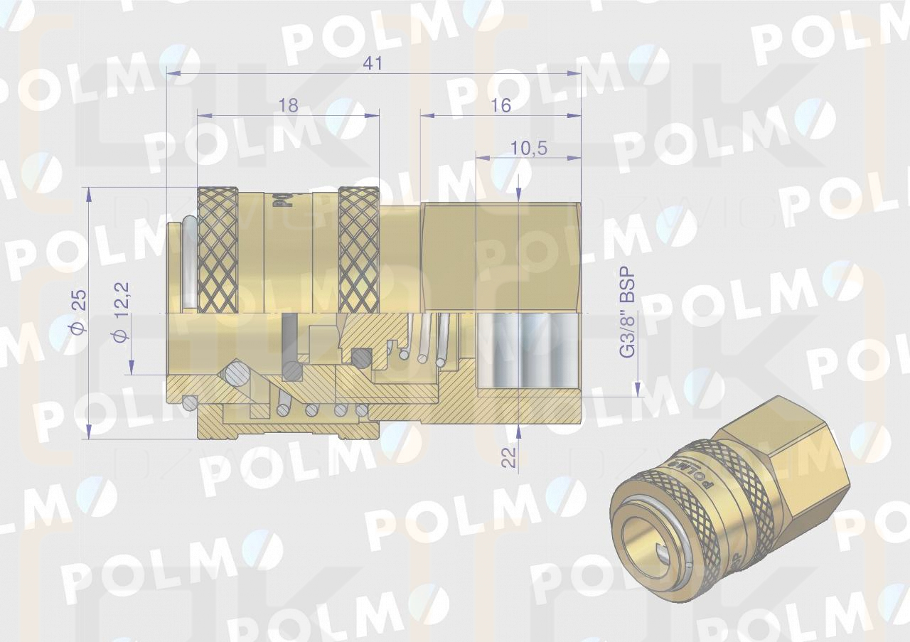 Szybkozłącze pneumatyczne P26 NW7.2 gniazdo 3/8