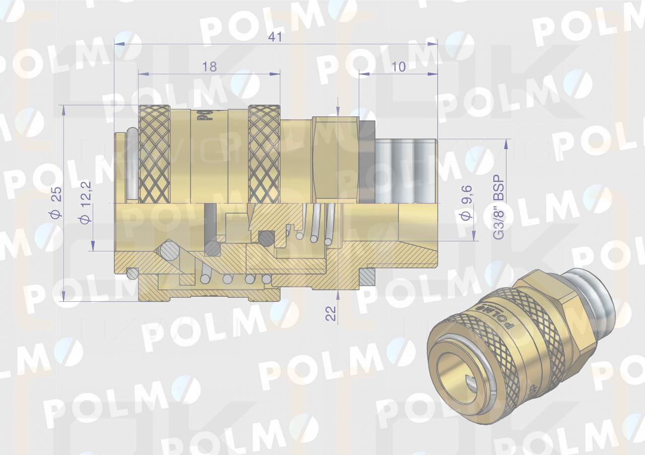 Szybkozłącze pneumatyczne P26 NW7.2 gniazdo 3/8