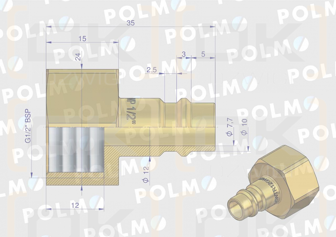 Szybkozłącze pneumatyczne P26 NW7.2 wtyczka 1/2