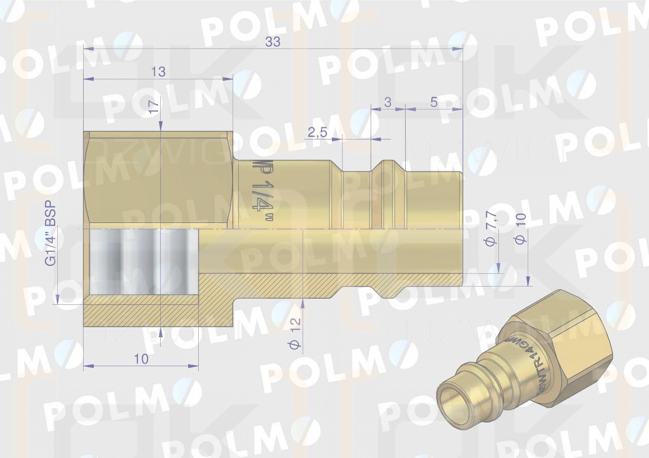 Szybkozłącze pneumatyczne P26 NW7.2 wtyczka 1/4