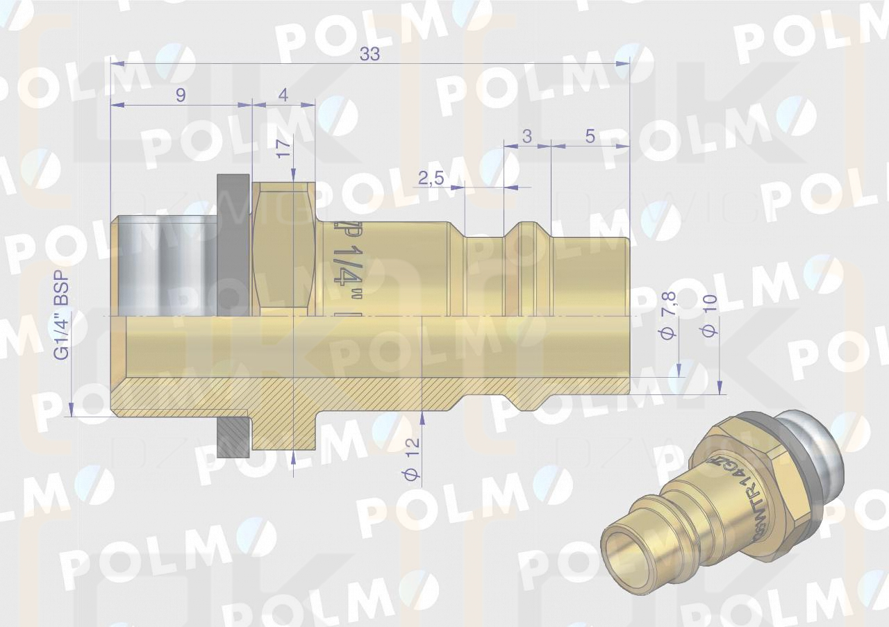 Szybkozłącze pneumatyczne P26 NW7.2 wtyczka 1/4