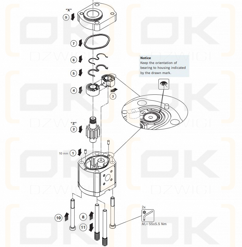Drive shaft Z to flange with internal bearing A AZPF 16cc
