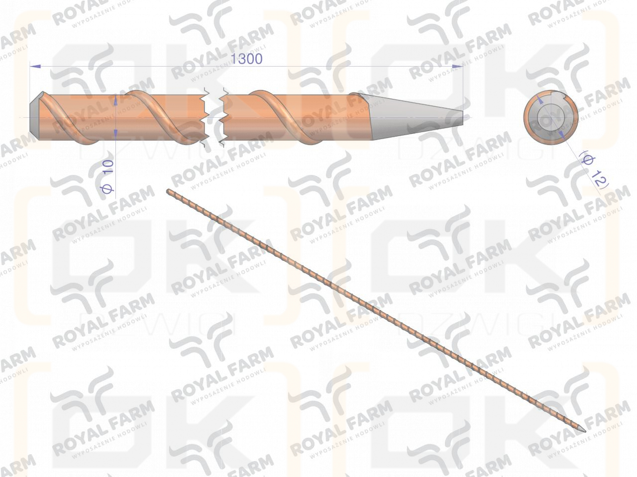 Palik Słupek z włókna szklanego 10mm L-1300 ROYAL FARM ( sprzedawane po 10 )