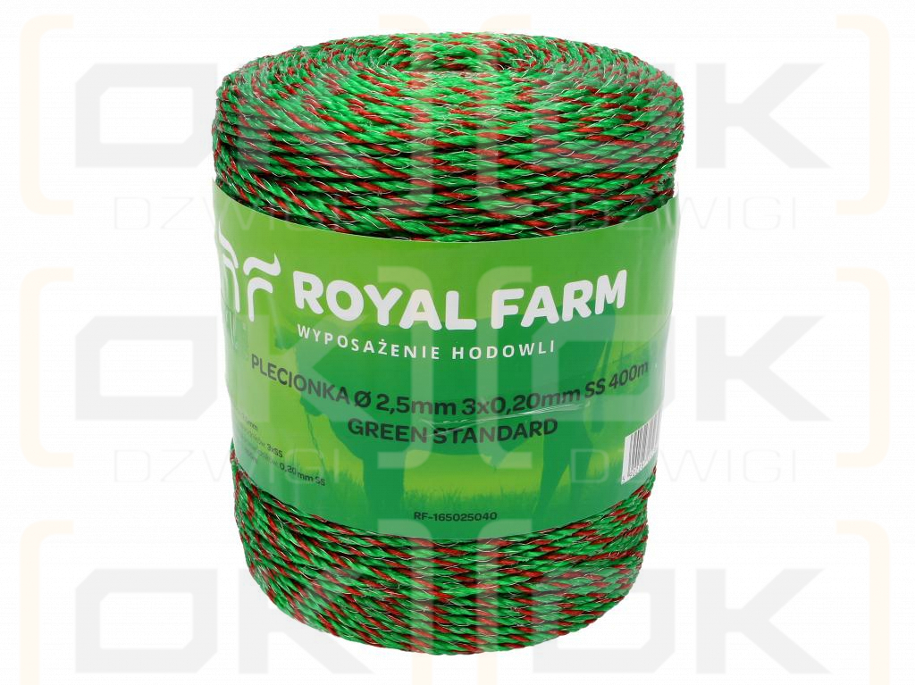 Оплетка для электрофехтования 2,5 мм, 3x0,20 мм SS зелено-оранжевый 400 м, Royal Farm