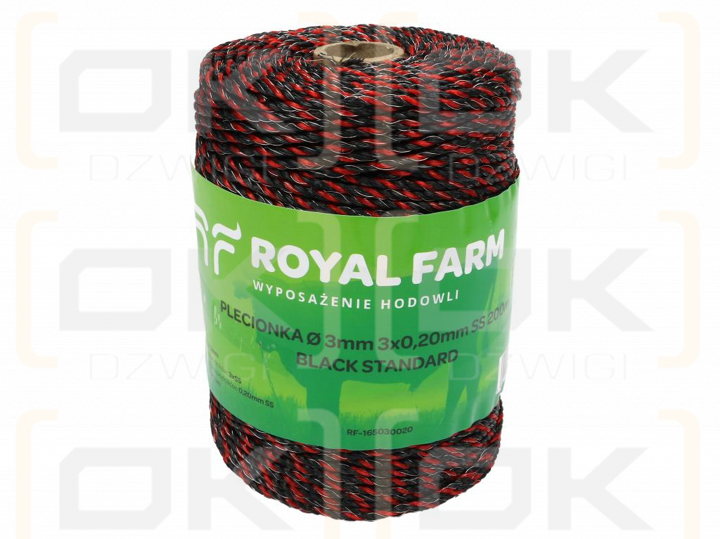 Тесьма для электрофехтования 3 мм, 3x0,20 мм SS черно-оранжевая 200 м, Royal Farm