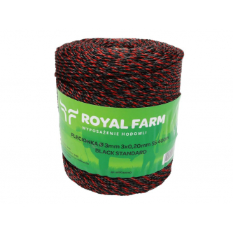 Тесьма для электрофехтования 3 мм, 3x0,20 мм SS черно-оранжевая 400 м, Royal Farm