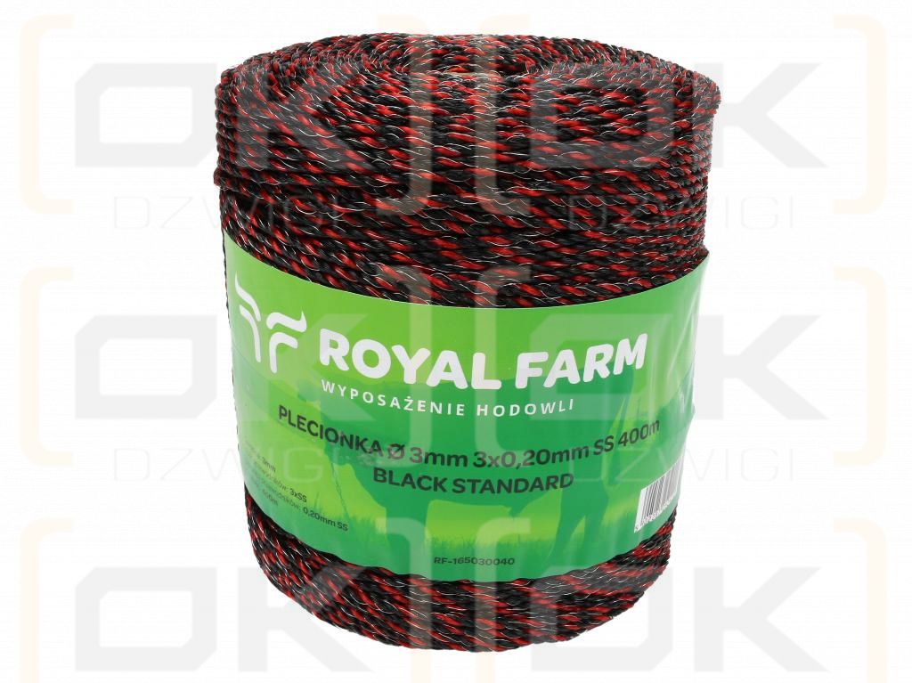 Тесьма для электрофехтования 3 мм, 3x0,20 мм SS черно-оранжевая 400 м, Royal Farm