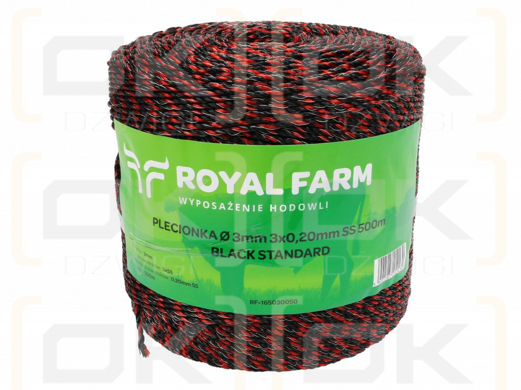 Тесьма для электрофехтования 3 мм, 3x0,20 мм SS черно-оранжевая 500 м, Royal Farm