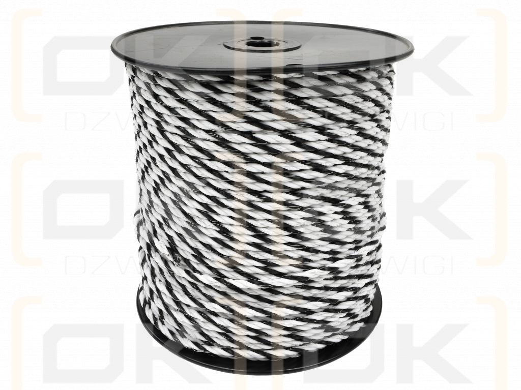 Тесьма для электрофехтования 5 мм, SS 3x0,20 мм SS бело-черная 200 м, Royal Farm