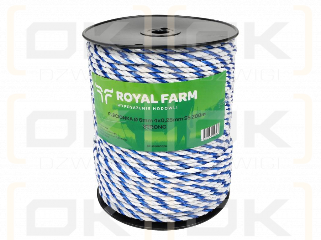 Тесьма для электрофехтования 6мм 4x0.25мм SS бело-синяя 200м, Royal Farm