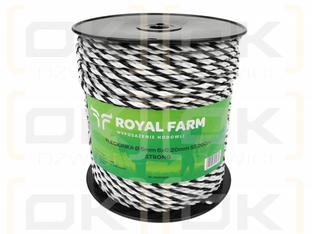 Тесьма для электрофехтования 5мм, 6x0.20мм SS бело-черная 200м, Royal Farm