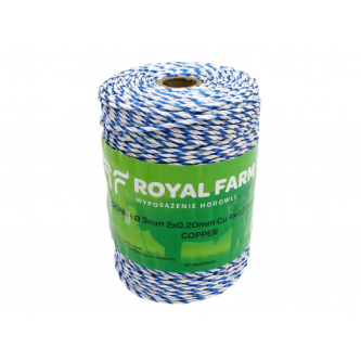 Тесьма для электрофехтовальщика 3 мм, 2x0,20 мм Cu, 4x0,20 мм SS бело-синяя 200 м, Royal Farm