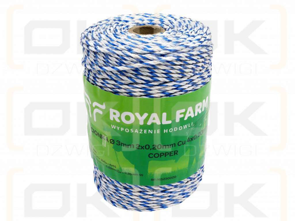 Тесьма для электрофехтовальщика 3 мм, 2x0,20 мм Cu, 4x0,20 мм SS бело-синяя 200 м, Royal Farm