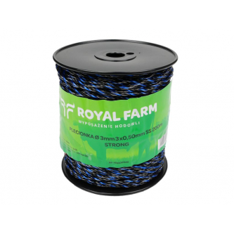 Тесьма для электрофехтования 3мм, 3x0,50мм SS черно-синяя 200м, Royal Farm