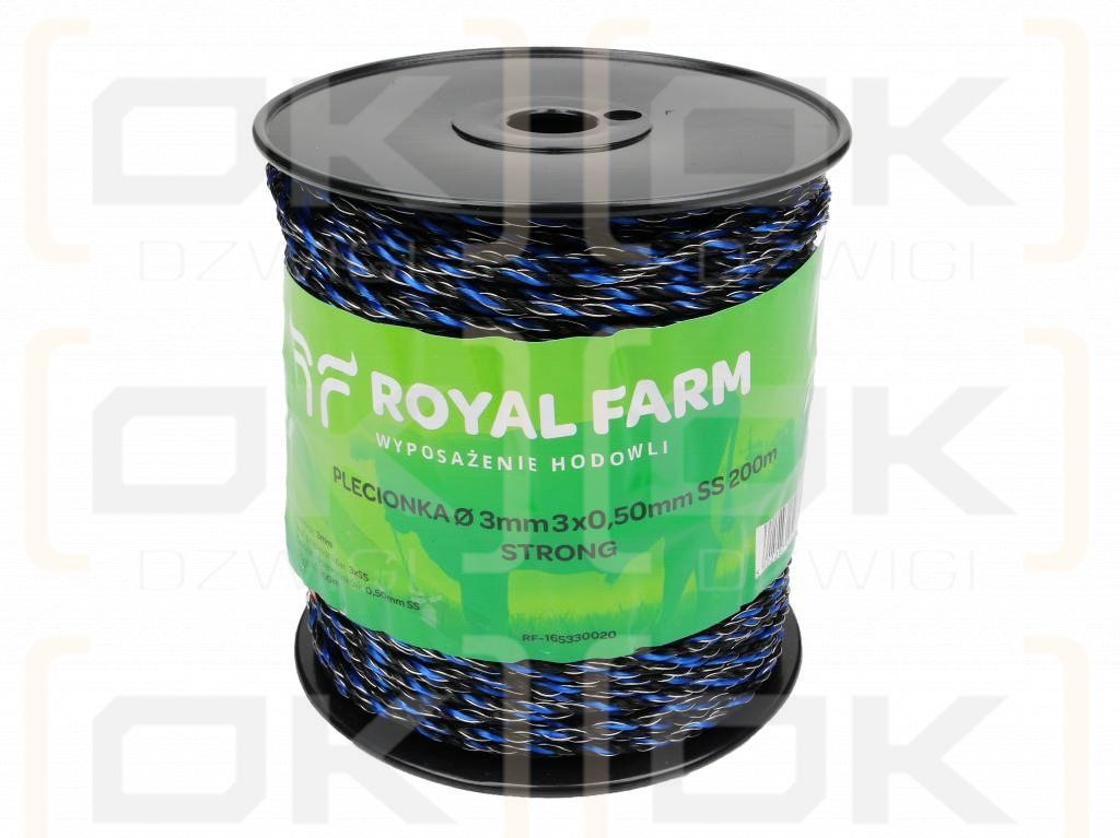 Тесьма для электрофехтования 3мм, 3x0,50мм SS черно-синяя 200м, Royal Farm