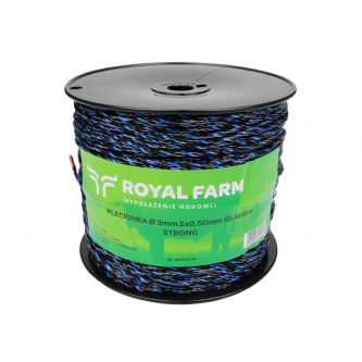 Тесьма для электрофехтования 3мм, 3x0,50мм SS черно-синяя 400м, Royal Farm