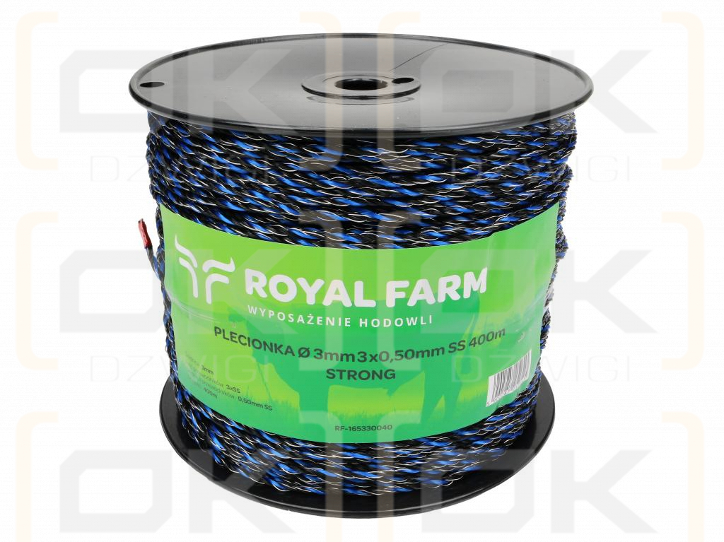 Тесьма для электрофехтования 3мм, 3x0,50мм SS черно-синяя 400м, Royal Farm