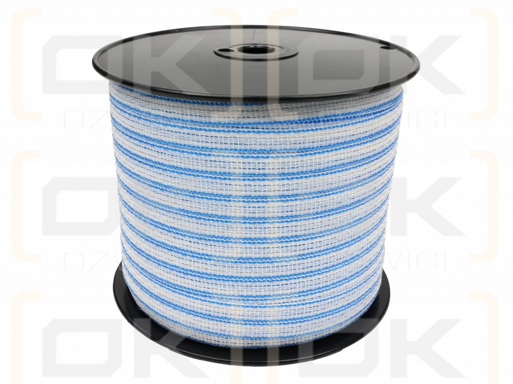 Лента для электроизгороди 12 мм, 4x0,15 мм SS бело-синяя 400 м, Royal Farm