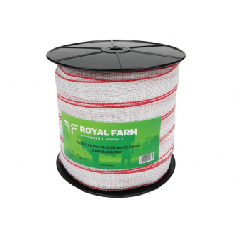 Лента, для электроизгороди 40 мм, 10x0,25 мм SS бело-красная 200 м, Royal Farm