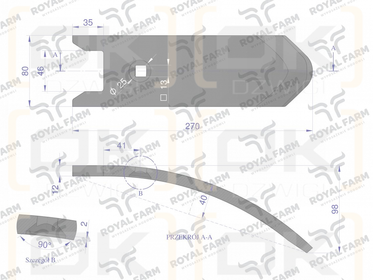 Punta de cuchilla, aplicación de acero al boro Horsch Terrano, Royal Farm