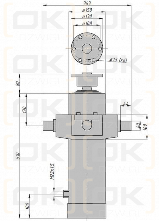Cylinder przyczepa czteroczłonowy  CTS229/75/4/1600