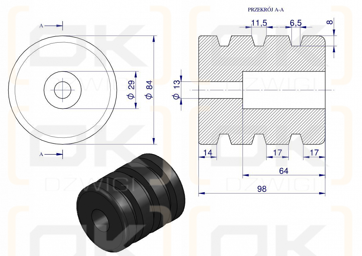 Resor. odbój gumowy otwór mocujący 13mm wysokość 100mm NR-195 Przyczepa