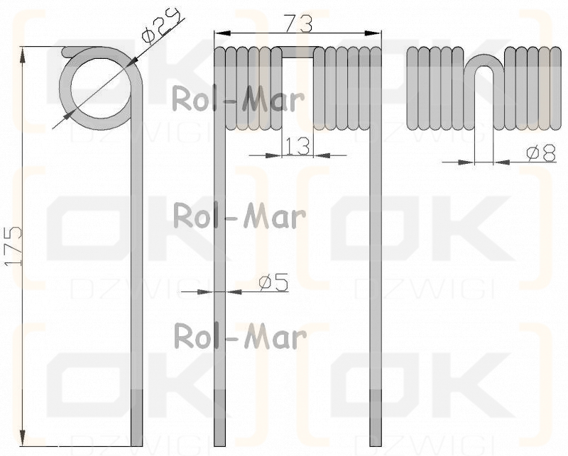 Palec prasa John Deere RB550 5/29/72/170 ( sprzedawane po 5 )