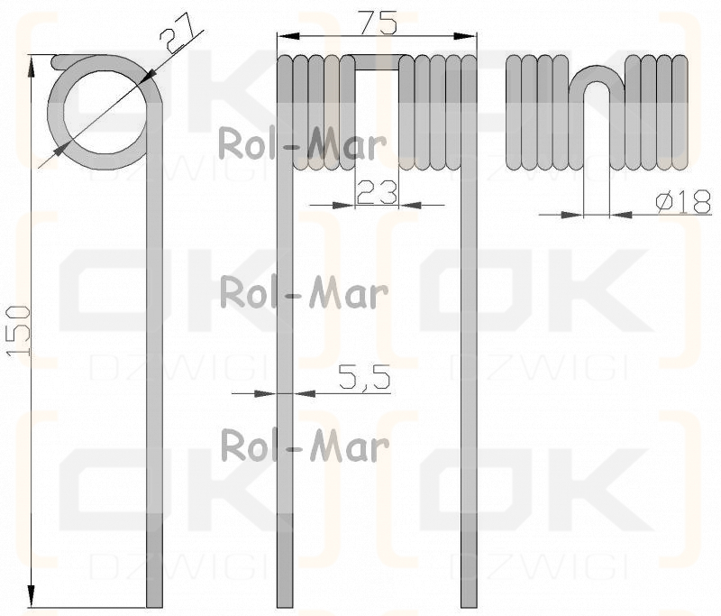 Palec podbieracza prasa Krone 938158.1 5.5/28/76/145 ( sprzedawane po 5 )