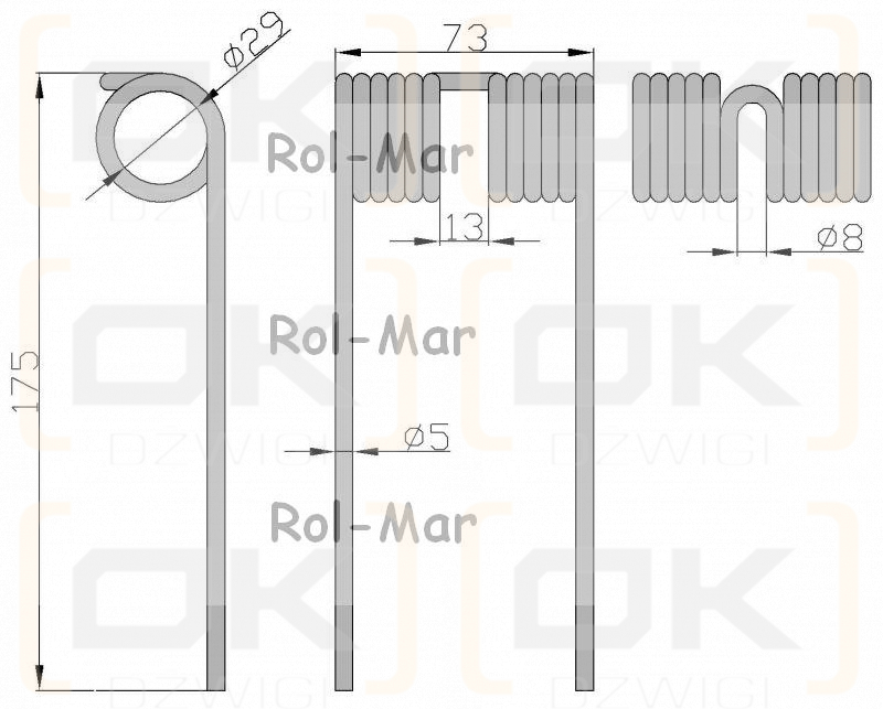 Palec podbieracza prasa Krone 938040.3  5.5/28/74/160 ( sprzedawane po 5 )