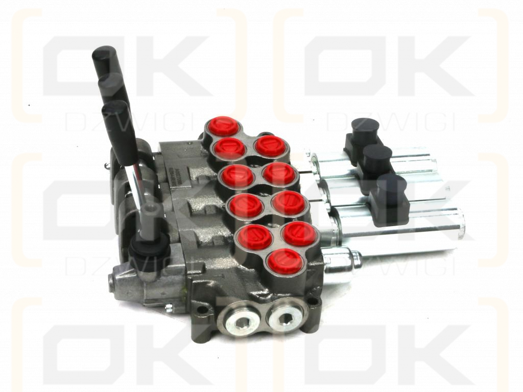 Rozdzielacz hydrauliczny (50 l/m) 4 sekc. 3 sekcje ster. Ręczno elektryczne 24 DC 1 sekcja manualna