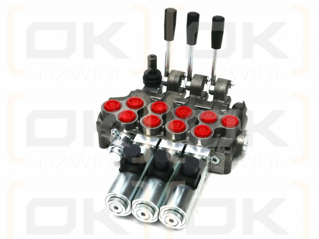 Rozdzielacz hydrauliczny (50 l/m) 4 sekc. 3 sekcje ster. Ręczno elektryczne 24 DC 1 sekcja manualna