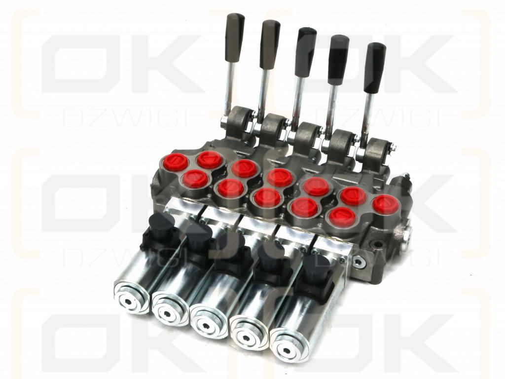 Rozdzielacz hydrauliczny (50 l/m) 5 sekc. ster. Ręczno elektryczne 24 DC