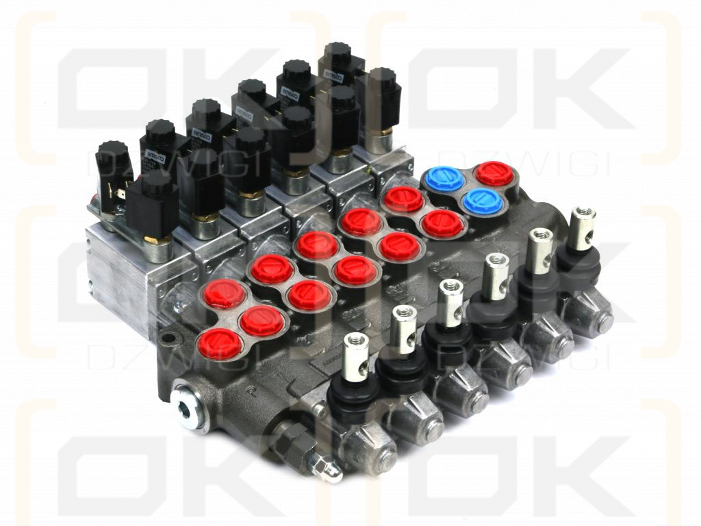 Rozdzielacz hydrauliczny (50 l/m) 6 sekcji, ostatnia sekcja otwarta .ster. ręczno elektryczno-pneumatyczny 24 DC