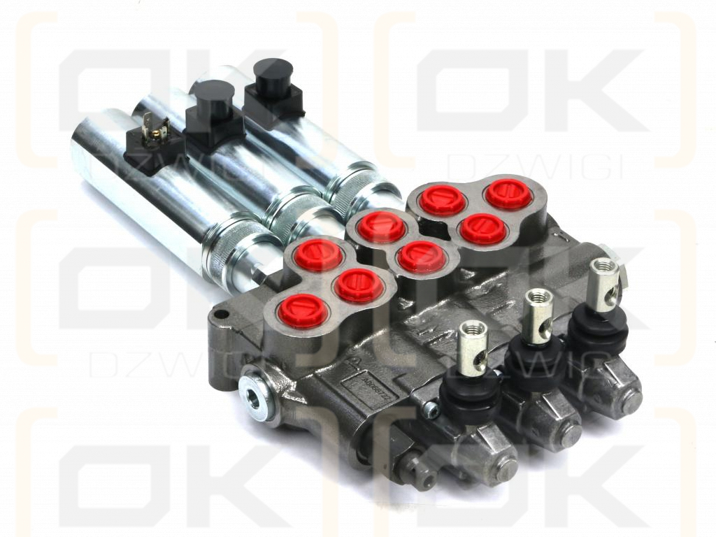 Rozdzielacz hydrauliczny (80 l/m) 3 sekc.ster. Ręczno elektryczne 12 DC