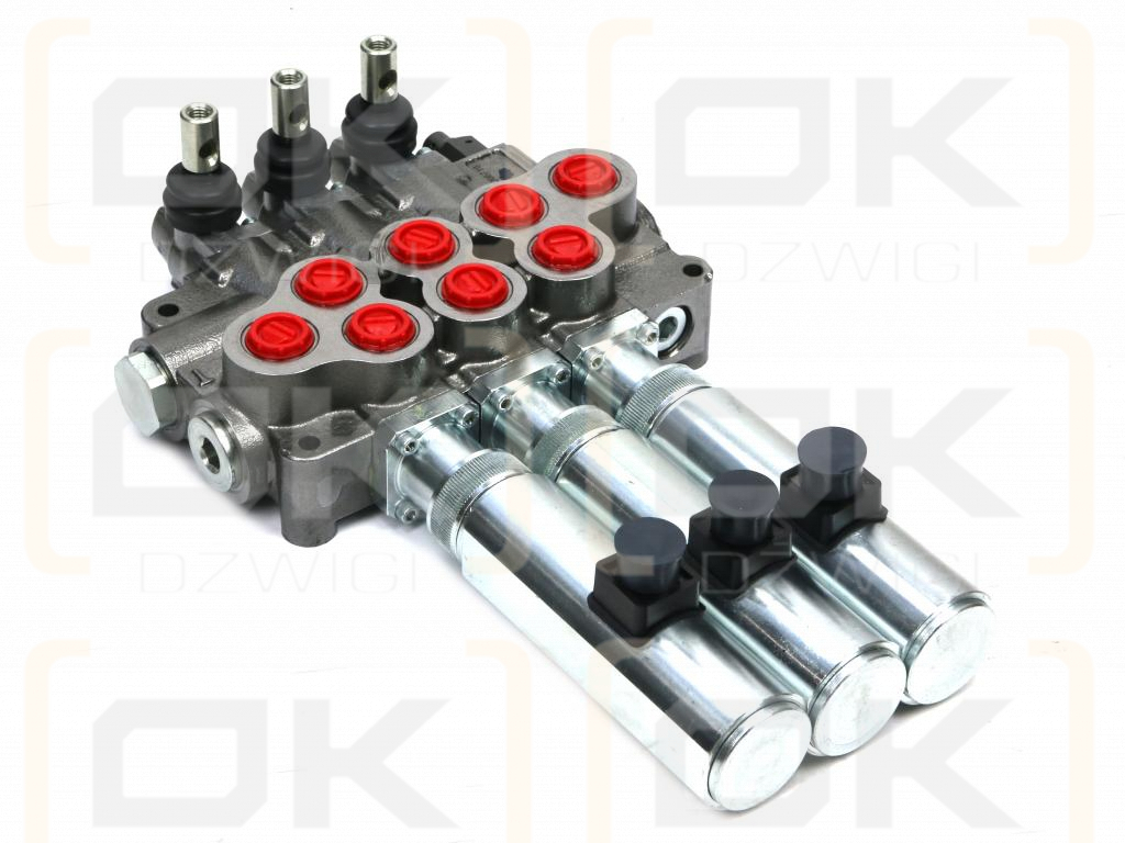 Rozdzielacz hydrauliczny (80 l/m) 3 sekc.ster. Ręczno elektryczne 12 DC