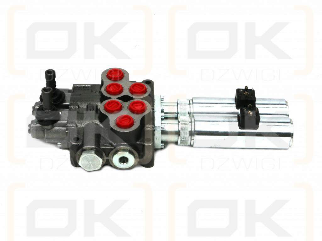 Rozdzielacz hydrauliczny (80 l/m) 2 sekc. ster. ręczno elektryczne 24 VDC