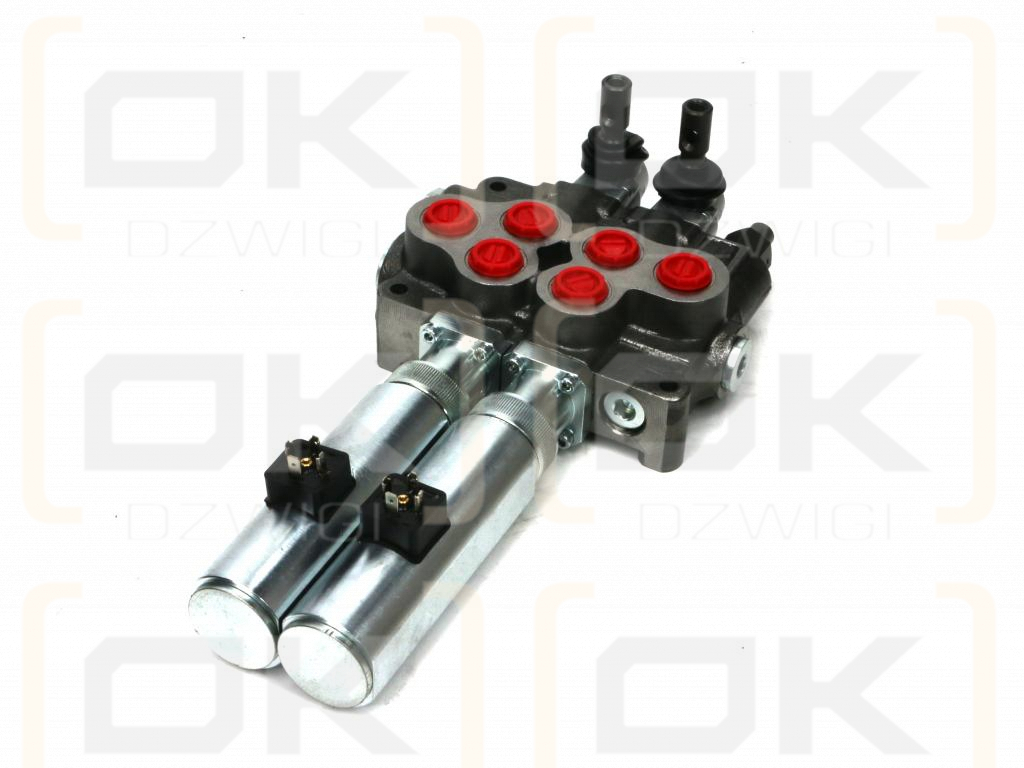 Rozdzielacz hydrauliczny (80 l/m) 2 sekc. ster. ręczno elektryczne 24 VDC