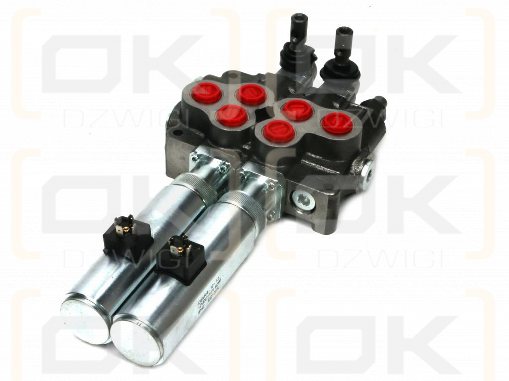Rozdzielacz hydrauliczny (80 l/m) 2 sekc. ster. ręczno elektryczne 24 VDC