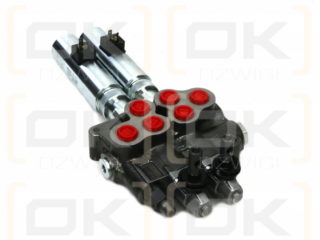 Rozdzielacz hydrauliczny (80 l/m) 2 sekc. ster. ręczno elektryczne 24 VDC