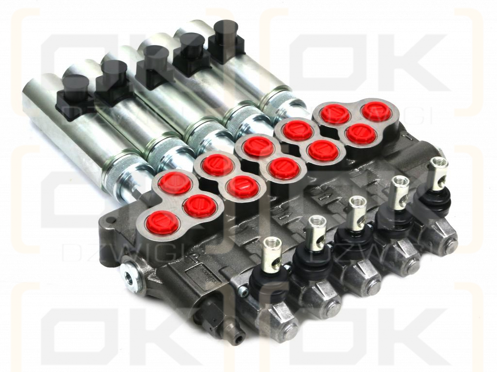 Rozdzielacz hydrauliczny (80 l/m) 5 sekc.ster. Ręczno elektryczne 12 DC