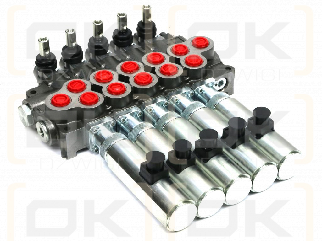 Rozdzielacz hydrauliczny (80 l/m) 5 sekc.ster. Ręczno elektryczne 24 DC