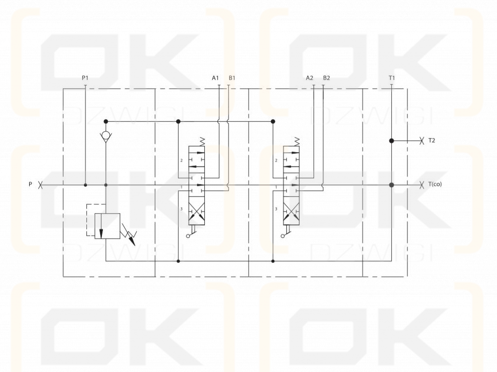 Rozdzielacz hydrauliczny (80 l/m) 6 sekc.ster. Ręczno elektryczne 24 DC