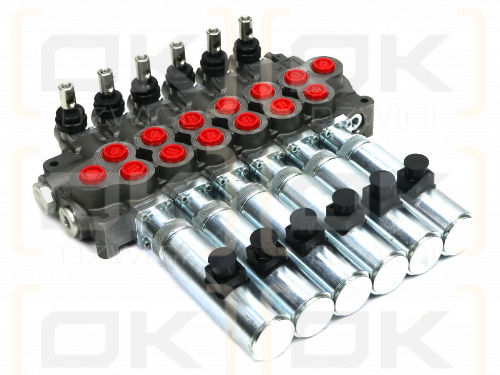 Rozdzielacz hydrauliczny (80 l/m) 6 sekc.ster. Ręczno elektryczne 24 DC